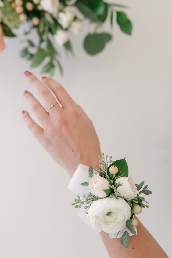 White Wrist Corsages