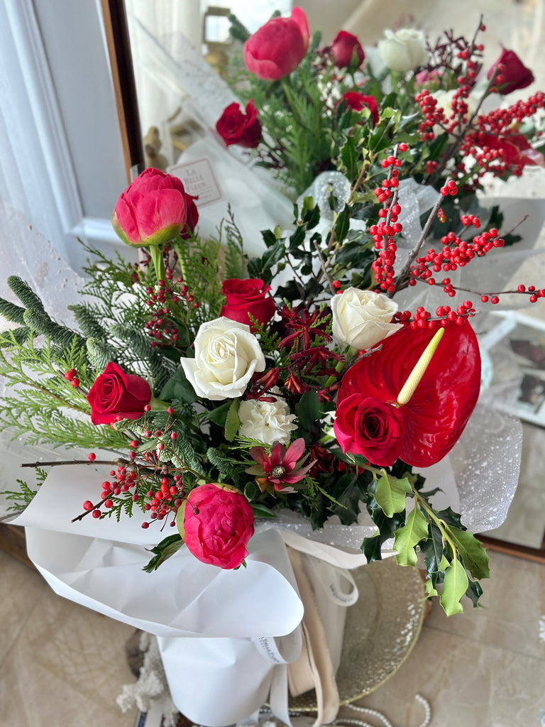 Winter flower bouquet red