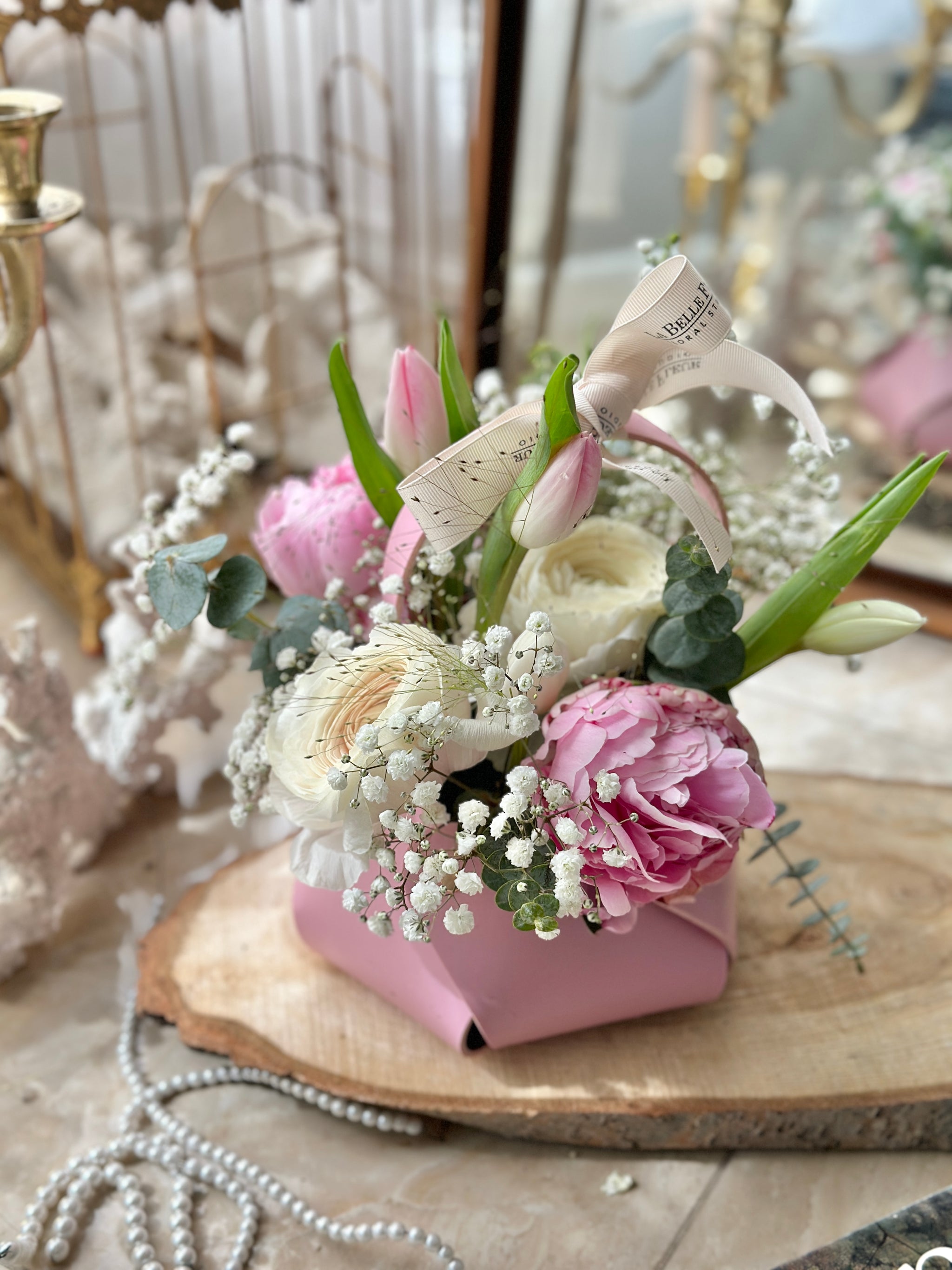 Pink Purse Flower Box (Peony & Ranunculus)