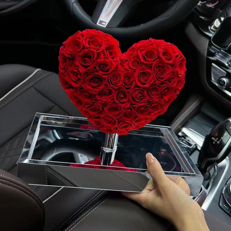 Heart Shaped Preserved Roses - Acrylic Box | La Belle Fleur