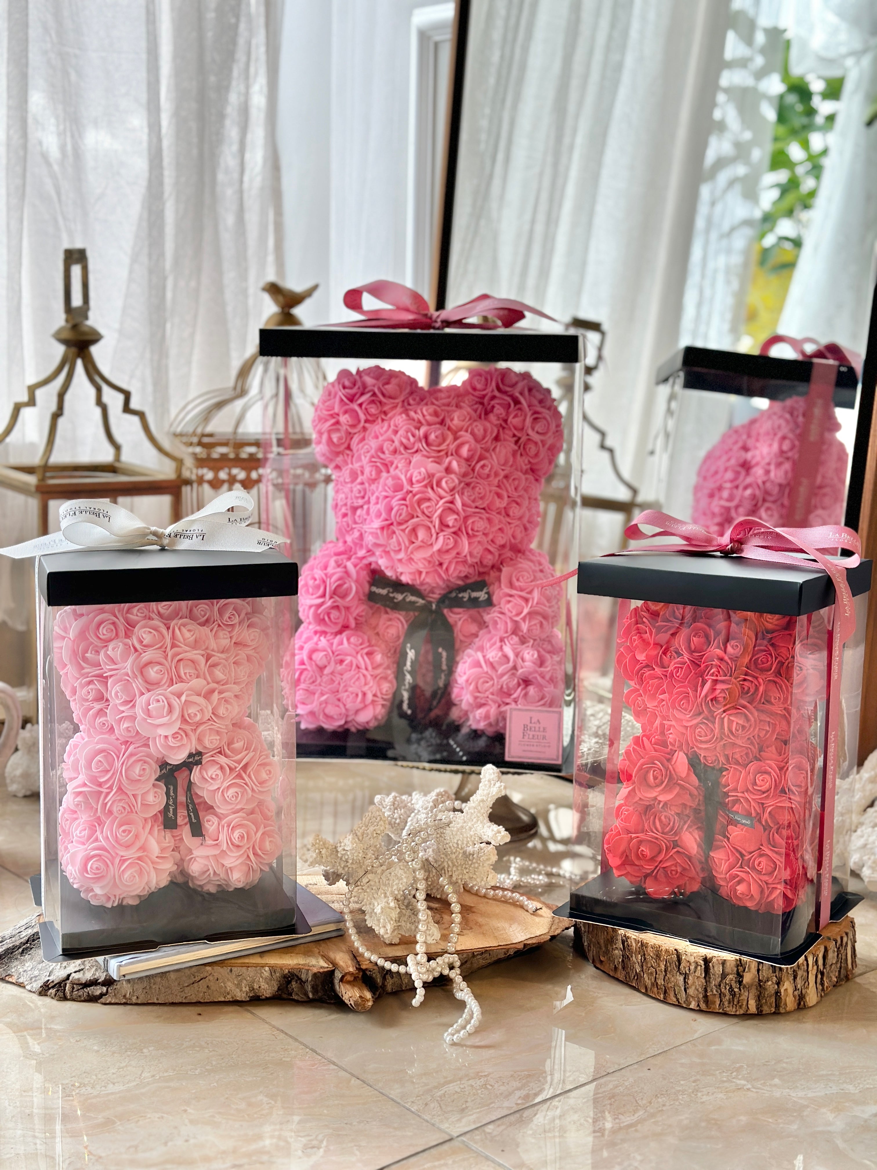 Rose Teddy Bear - Large / Red