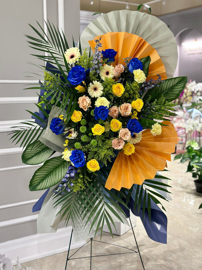 Grand Opening Flower Stand blue and yellow 