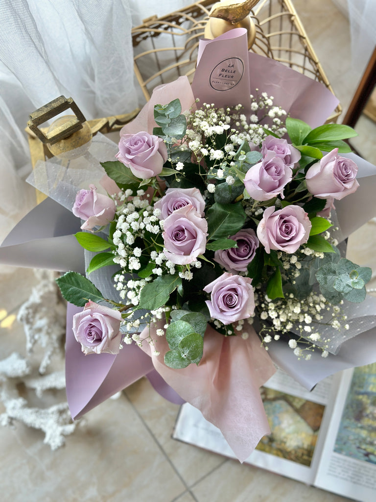 Valentine's day purple rose bouquet