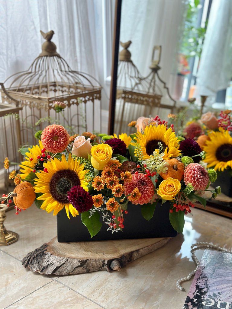 Photo of the Autumn Beauty Sunflower Thanksgiving Centrepiece by La Belle Fleur
