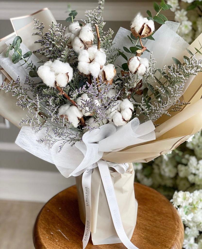 Cotton bouquet in vase