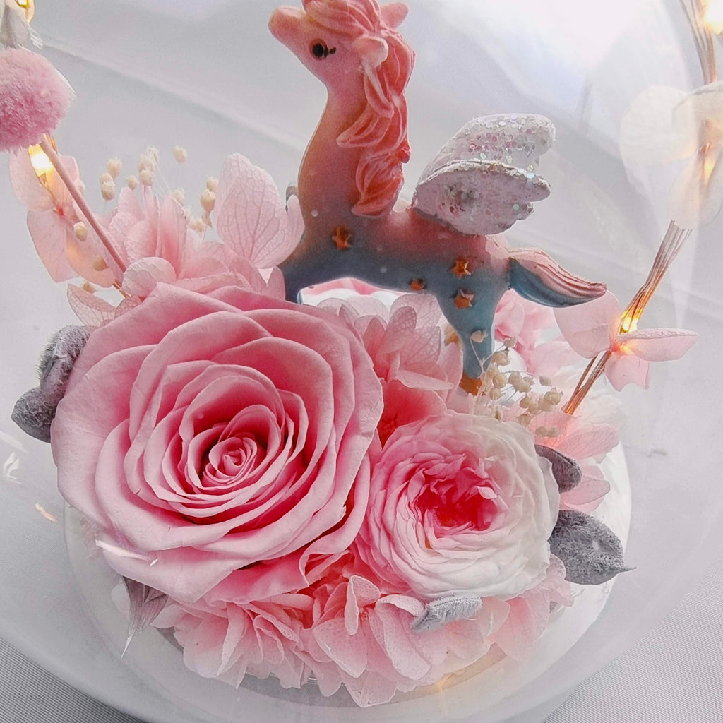preserved rose glass dome  Pink 