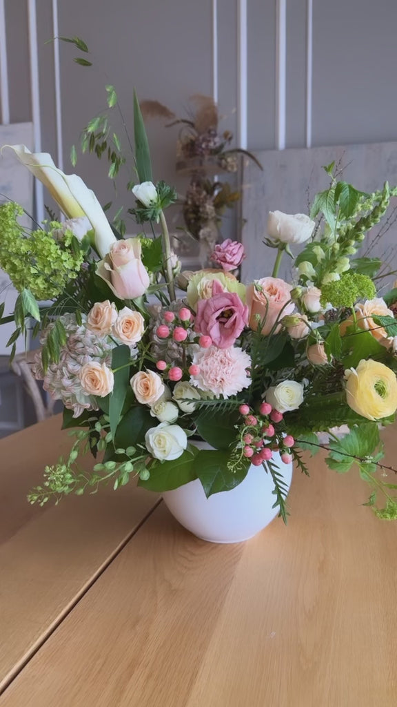 Shimmering Pearl flower arrangement