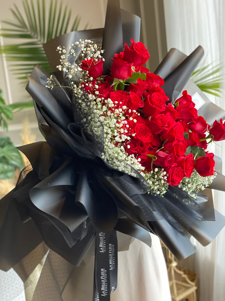 50nred Roses VDay - Scarlet 50 Roses Bouquet | La Belle Fleur
