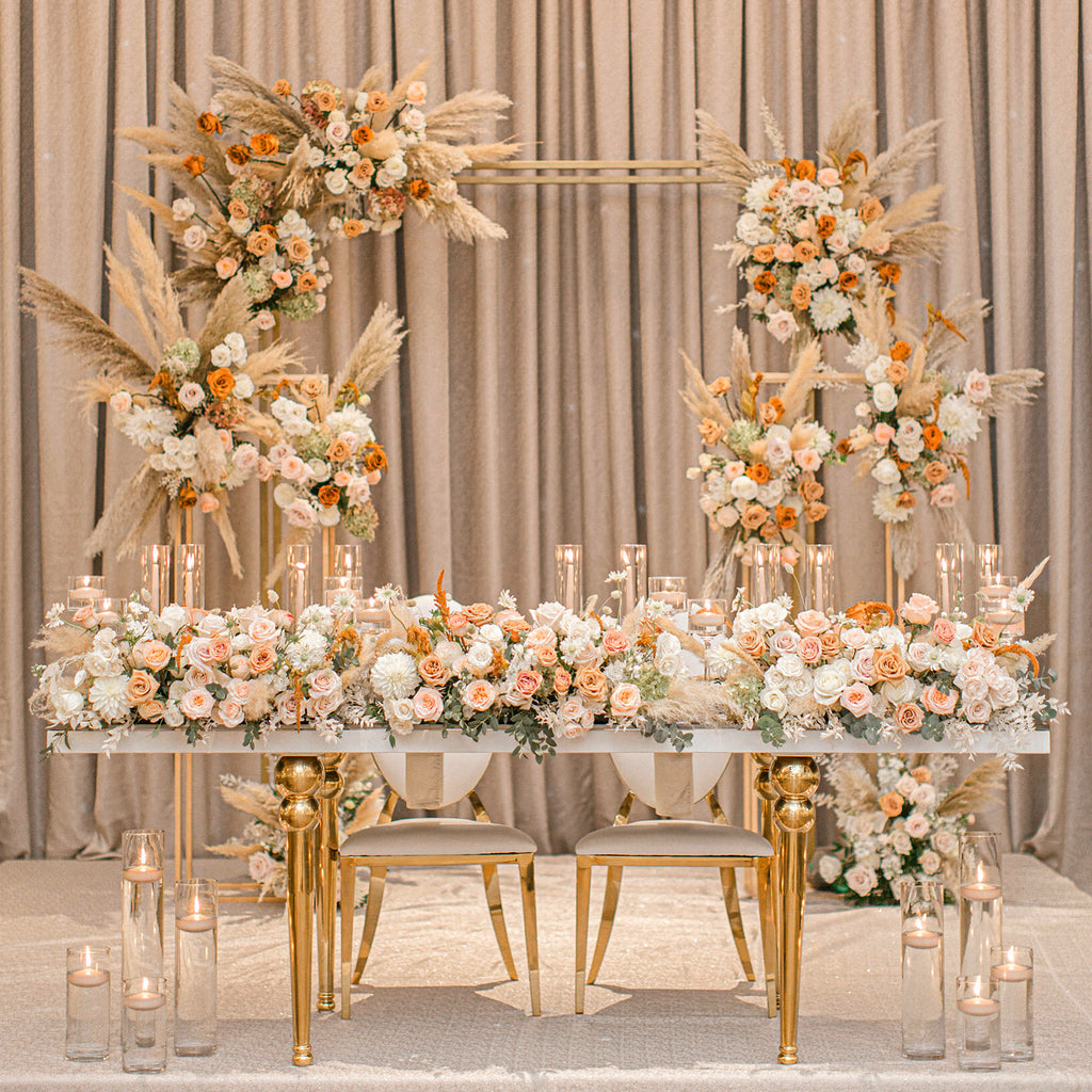 wedding table with flowers on